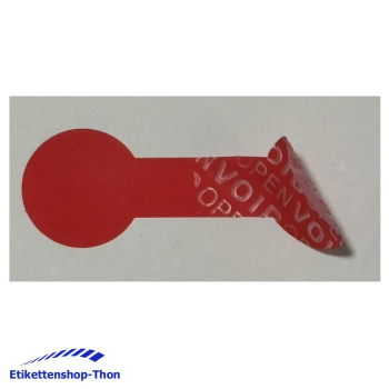 Preview: VOID OPEN rückstandsfreie Sicherheitsetiketten "Bei beschädigtem Siegel Inhalt prüfen!" auf Rolle - 60 x 20 mm - 1000 Stück - rot